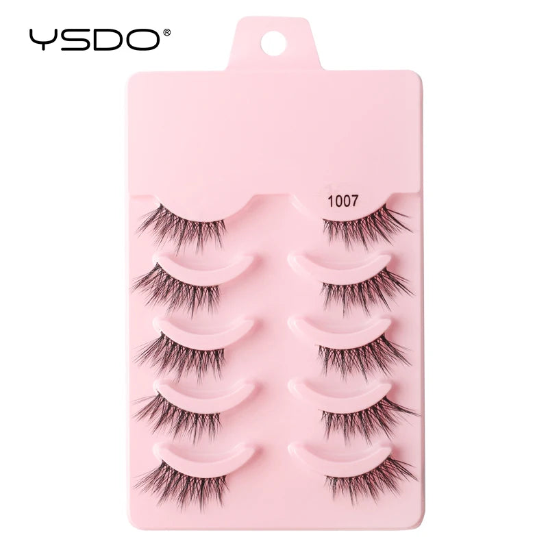 YSDO-Demi cils de chat doux, bande claire naturelle, faux cils, contaminants naturels, py, faux cils de vison 3D, outils de maquillage, 5/10 paires