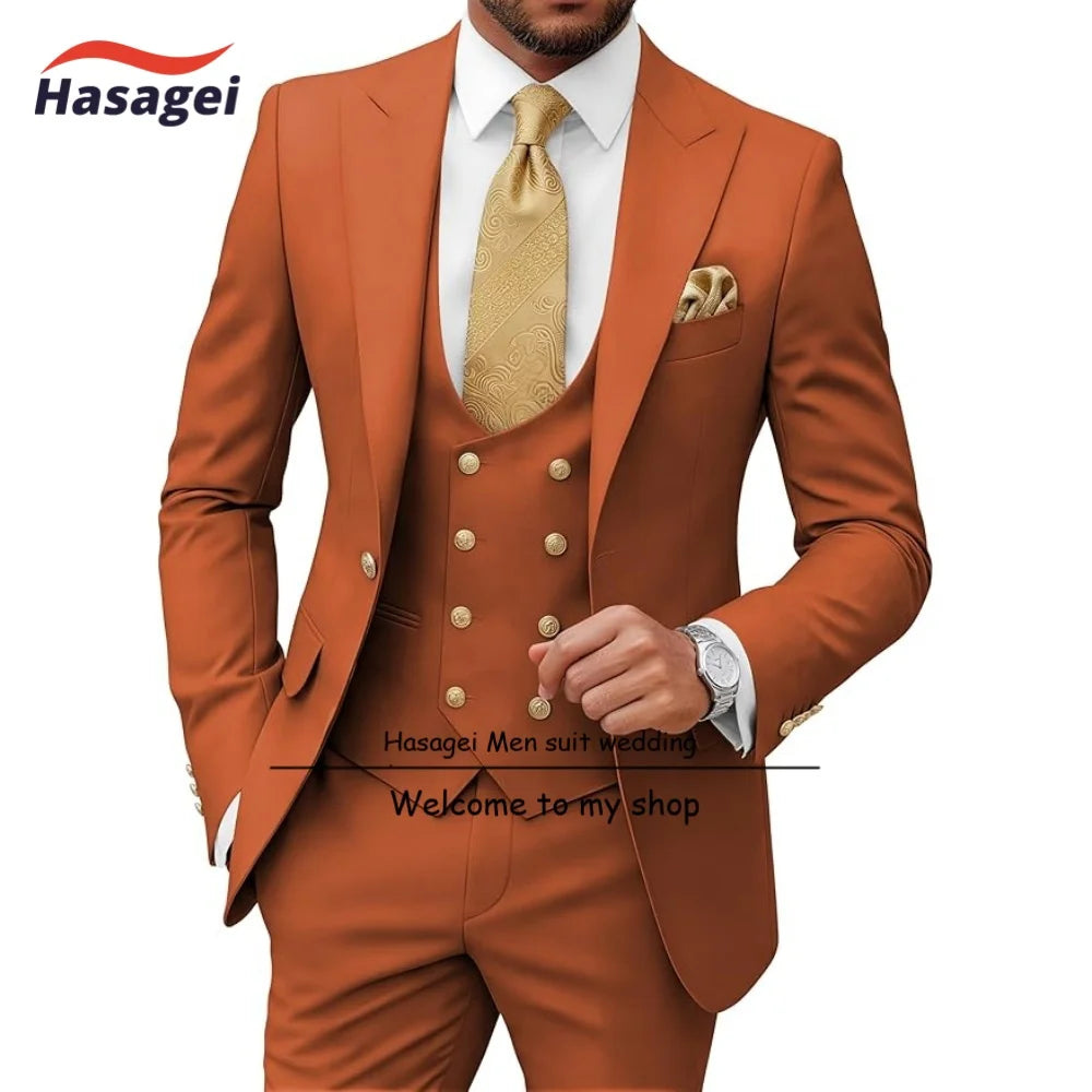Costumes pour hommes 3 pièces, coupe ajustée, pour mariage, bal de promo, smoking, costumes formels pour hommes d'affaires