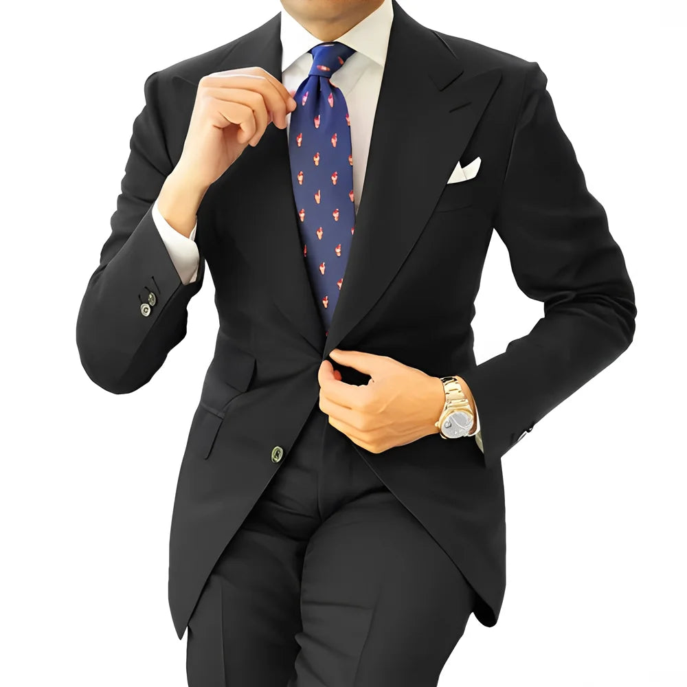Costume formel pour hommes, vêtements de travail longs pour le bureau, veste de smoking pour marié, pantalon, costume sur mesure, Blazer gris foncé, XS-5XL