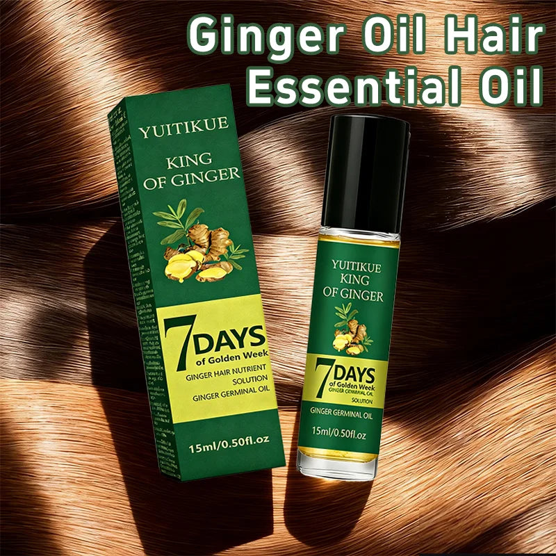 YUITIKUE King of Ginger Huile Germinale 7 Jours - Sérum de Croissance Capillaire Solution Nutritive au Gingembre pour des Cheveux Plus Épais et Plus Volumineux