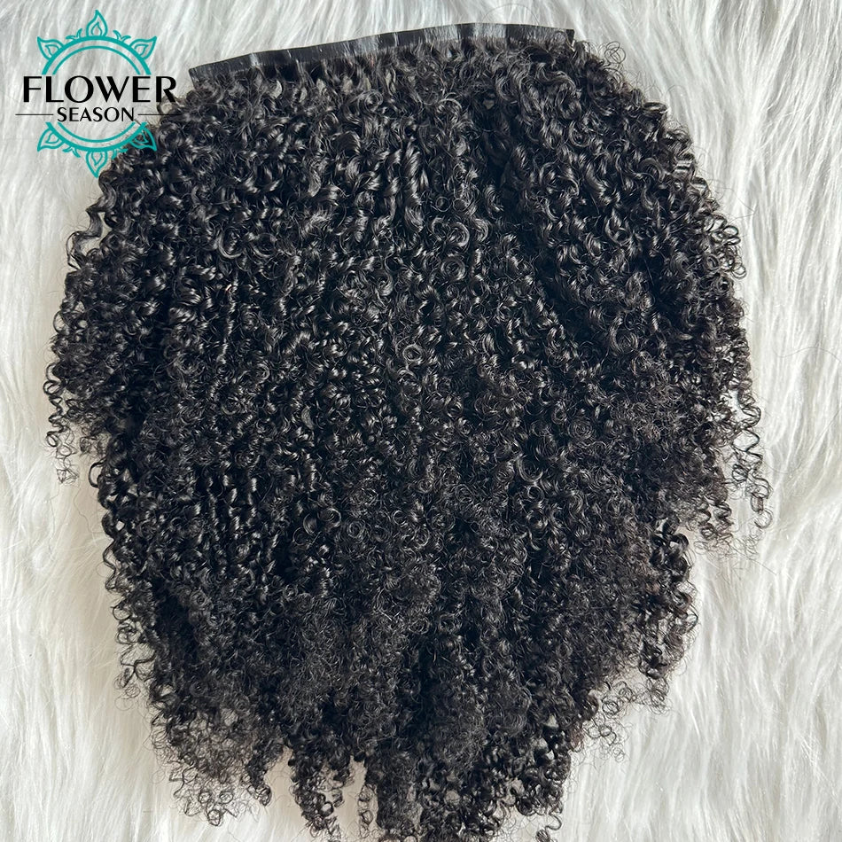 Afro crépus bouclés pince ins Extensions de cheveux cheveux humains sans couture PU pince dans la trame de peau de cheveux 7 pièces/ensemble 120g tête complète pour les femmes noires