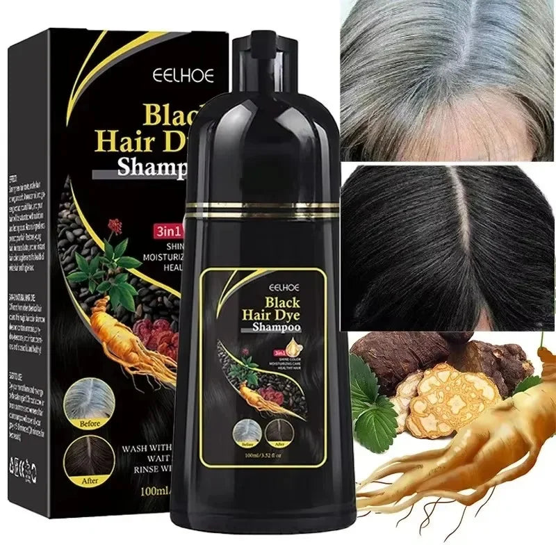 Shampoing de teinture capillaire 3 en 1 pour cheveux gris, crème de soin capillaire nourrissante de sécurité à base de plantes naturelles pour femmes et hommes