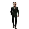 Costume rayé pour garçons, 2 pièces, Blazer formel, pantalon, smoking pour enfants de mariage, veste à Double boutonnage, tenue personnalisée pour 2 à 16 ans