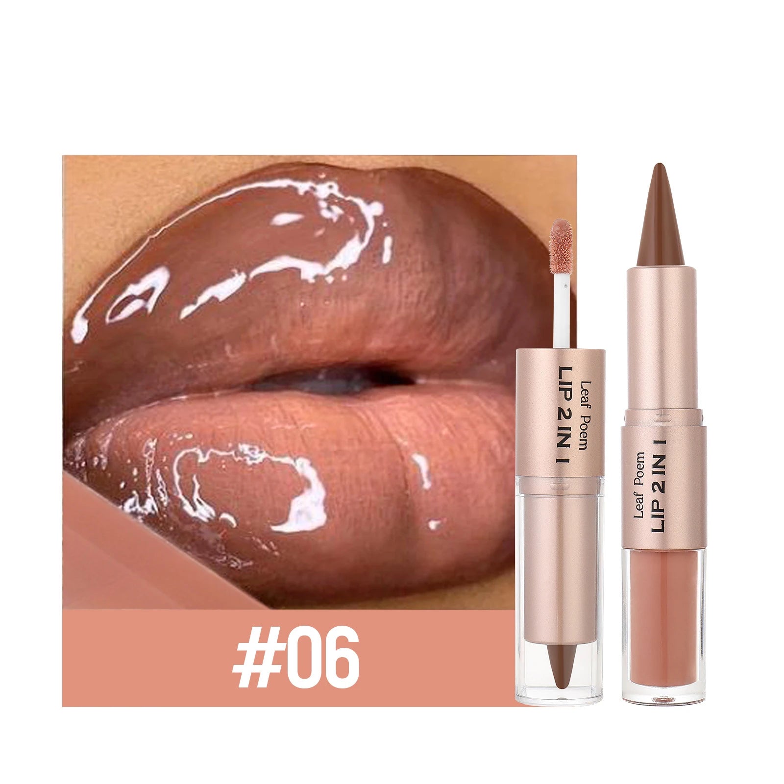 Brillant à lèvres miroir 2 en 1, nu, marron, rose, dégradé conique, crayon de Contour, mat, imperméable, Sexy, maquillage