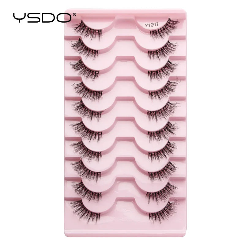 YSDO-Demi cils de chat doux, bande claire naturelle, faux cils, contaminants naturels, py, faux cils de vison 3D, outils de maquillage, 5/10 paires