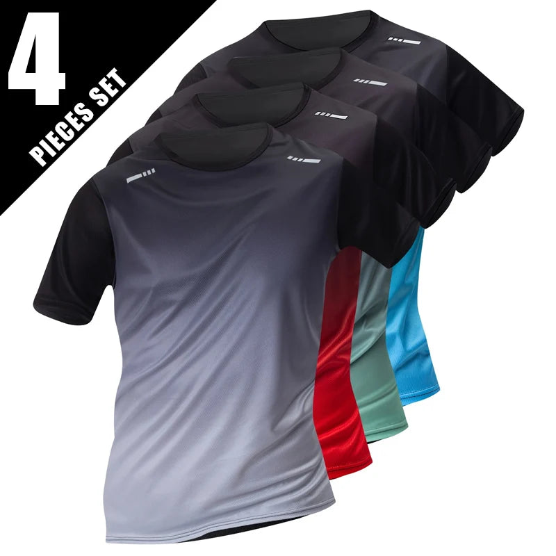 1/2/4/6 pièces hommes Style sportif saisonnier dégradé séchage rapide multicolore haut à manches courtes décontracté course noir ensemble Short et haut