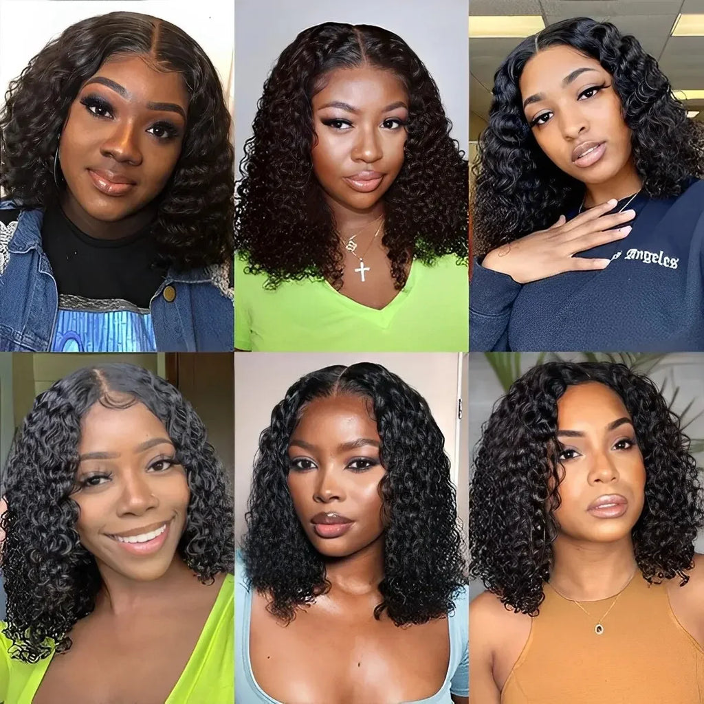 Cheveux brésiliens courts crépus bouclés paquets avec fermeture 100% non transformés Extension de trame de cheveux cheveux humains couleur naturelle cheveux vierges