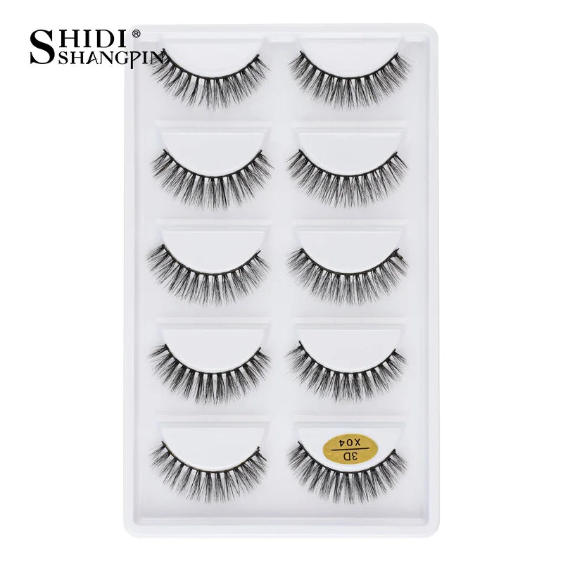 Cils 3D en faux vison X05, cils postiches volumineux et légers, 5 paires réutilisables, cils doux et volumineux, aspect naturel pour le maquillage quotidien et les soirées