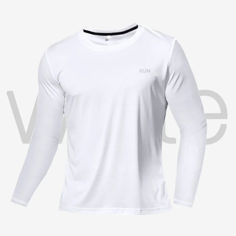 T-Shirt à manches longues en soie glacée pour hommes, Section fine, séchage rapide, respirant, Simple, vêtements de sport décontractés en plein air, équipement de Fitness, printemps