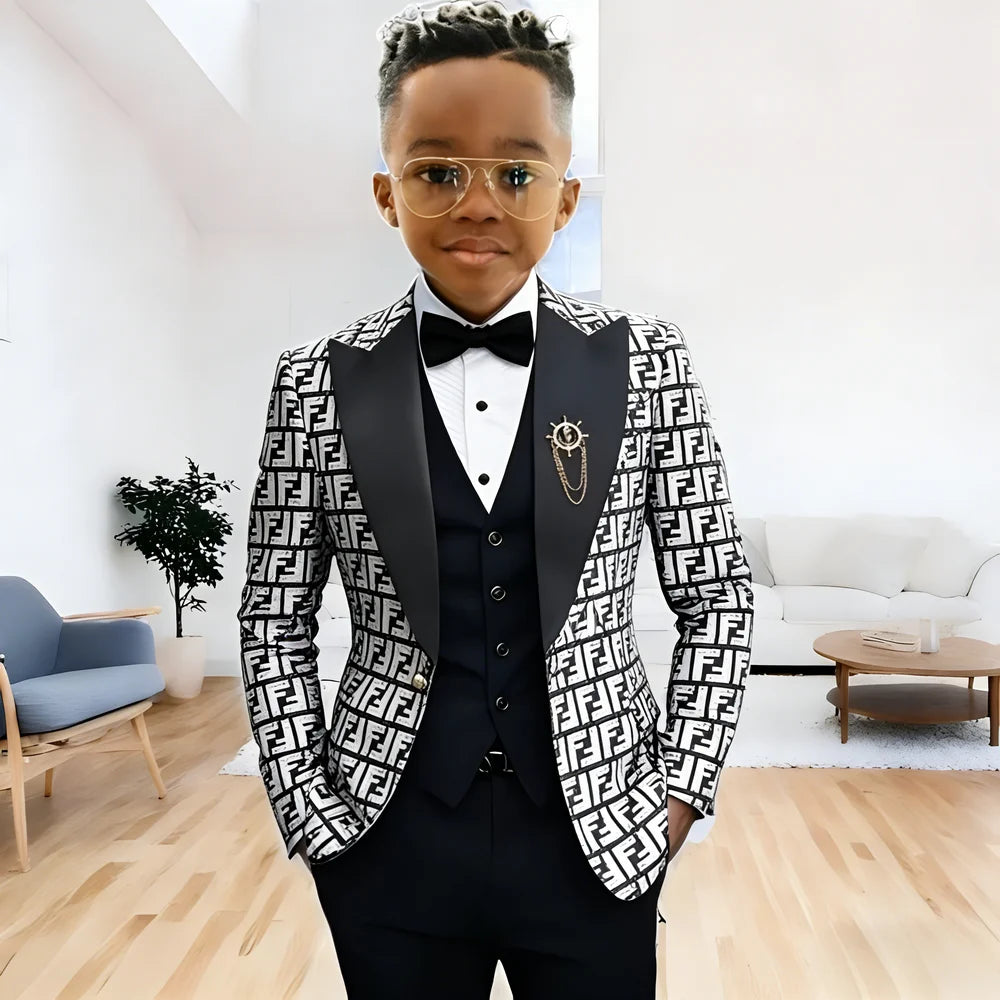 Costume à carreaux pour garçons, ensemble 3 pièces, Blazer pour enfants, veste de smoking pour mariage, gilet et pantalon, vêtements slim fit pour garçons de 2 à 16 ans