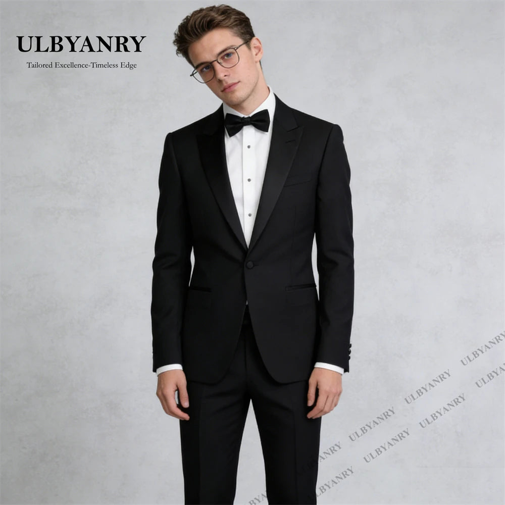 Costume de soirée classique noir ULBYANRY pour hommes, costume d'affaires 3 pièces coupe classique pour hommes, veste, pantalon et nœud papillon