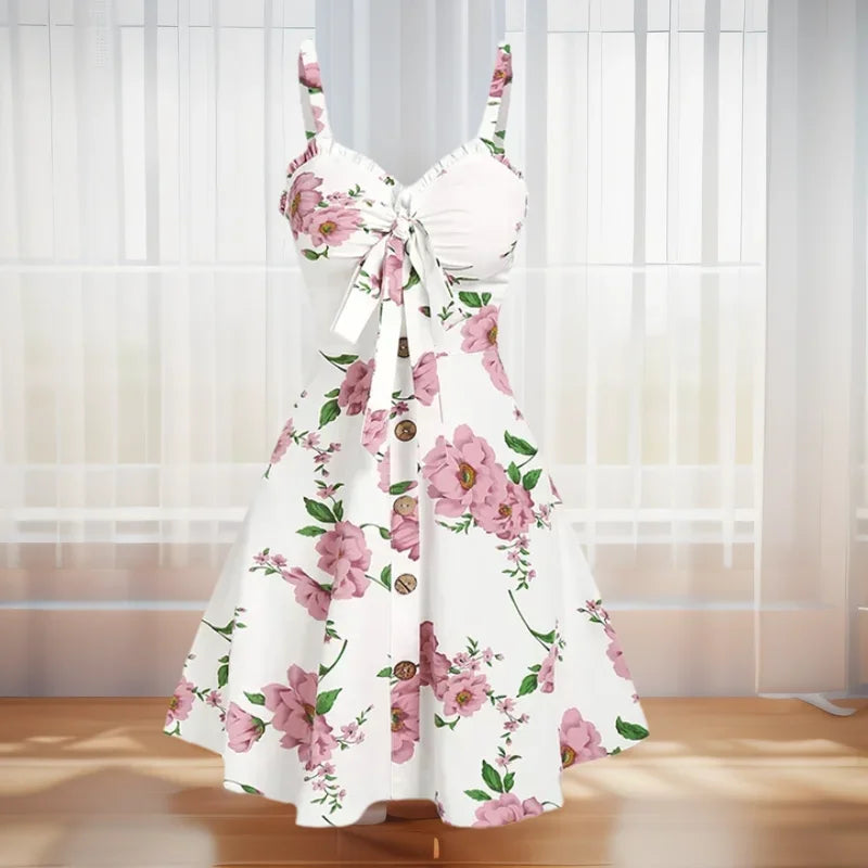 Fur sNuremberg-Robe de vacances à imprimé floral pour femmes, mini robe à volants, nœud papillon, fête dans le jardin, éducatif, été, 2025