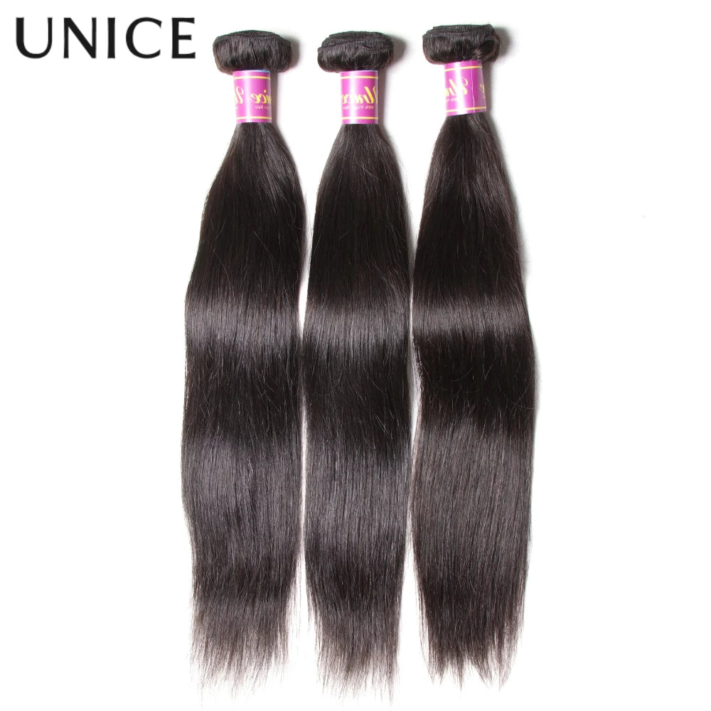 UNice Mèches de cheveux humains ultra-lisses 1/3 pièces/lot Couleur naturelle Non traitées Grade 10A/12A Tissages à coudre