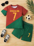 Ensemble de Football de sport à séchage rapide pour enfants, épissage rouge et vert No.7, nouvelle collection été 2025