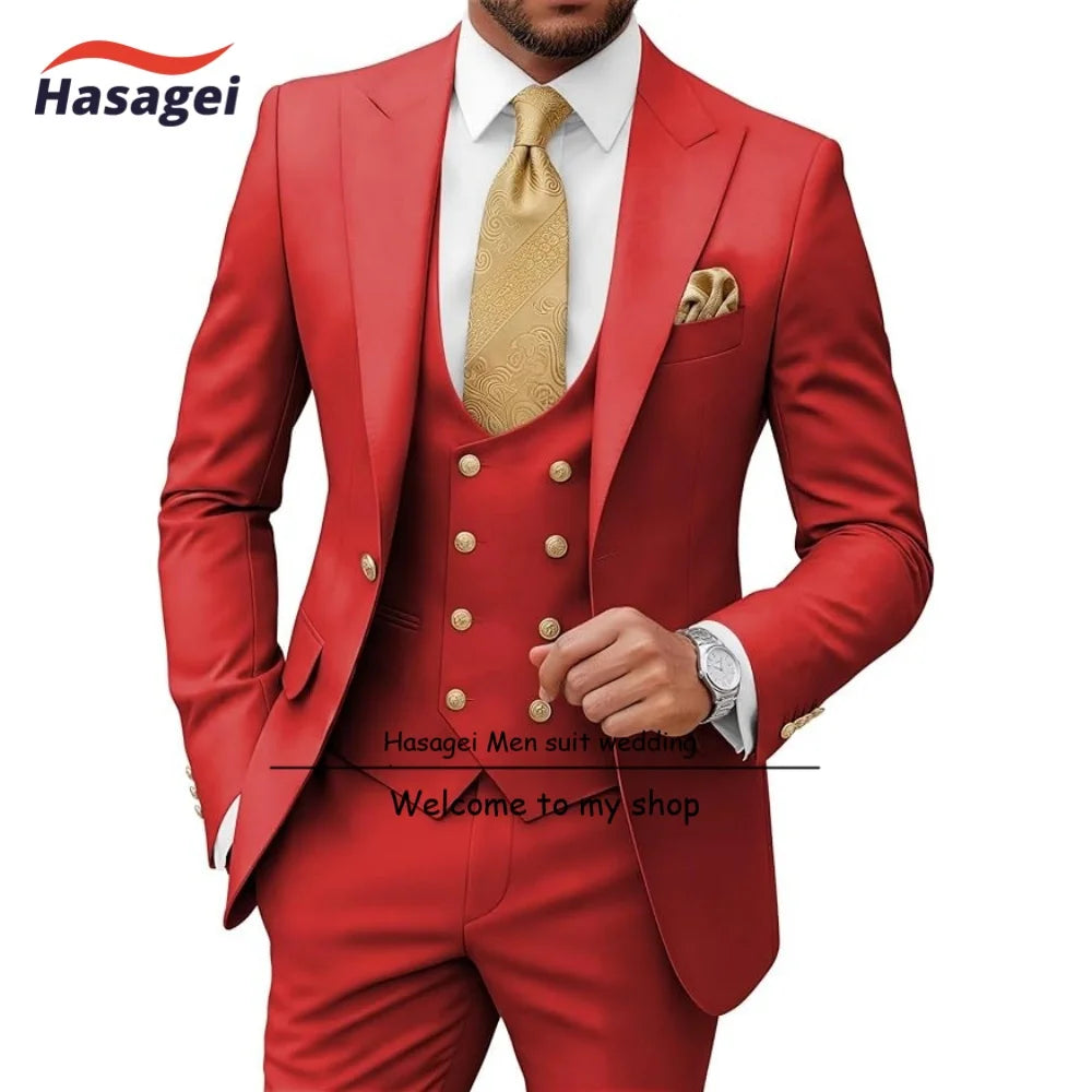 Costumes pour hommes 3 pièces, coupe ajustée, pour mariage, bal de promo, smoking, costumes formels pour hommes d'affaires