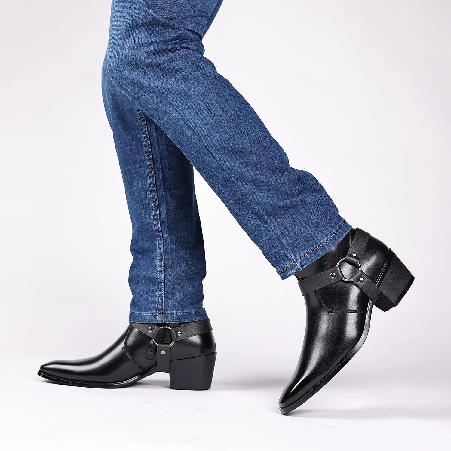 Chaussures en cuir pour hommes, style britannique, bottes en cuir rétro faites à la main, à tige haute, pour affaires