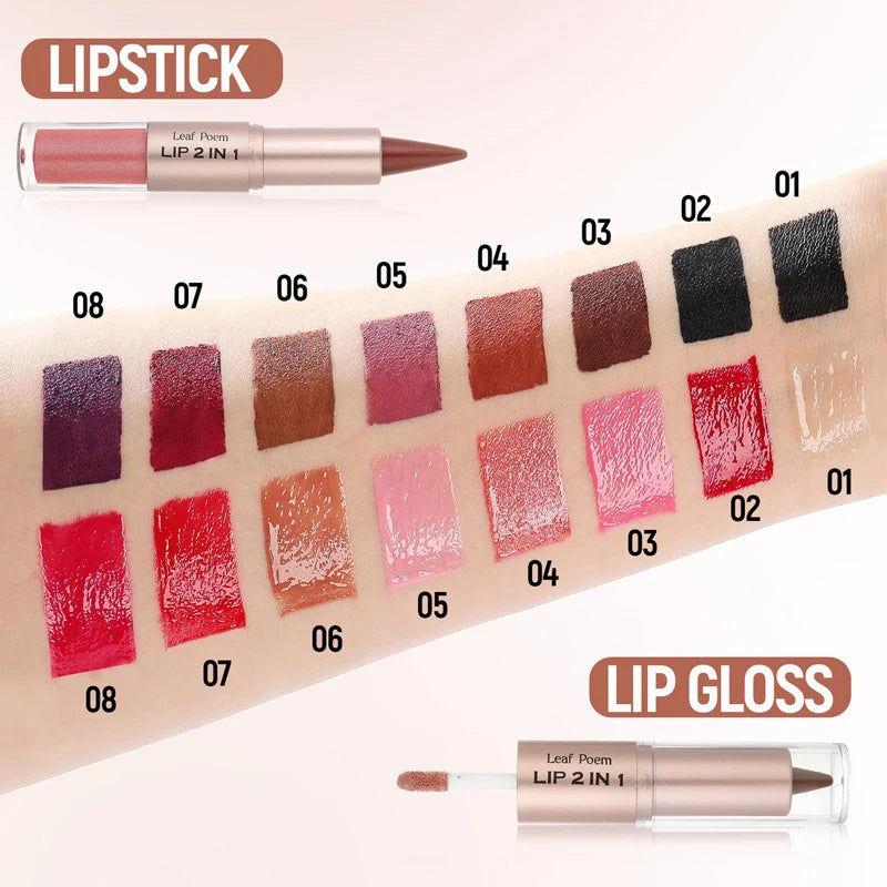 Brillant à lèvres miroir 2 en 1, nu, marron, rose, dégradé conique, crayon de Contour, mat, imperméable, Sexy, maquillage