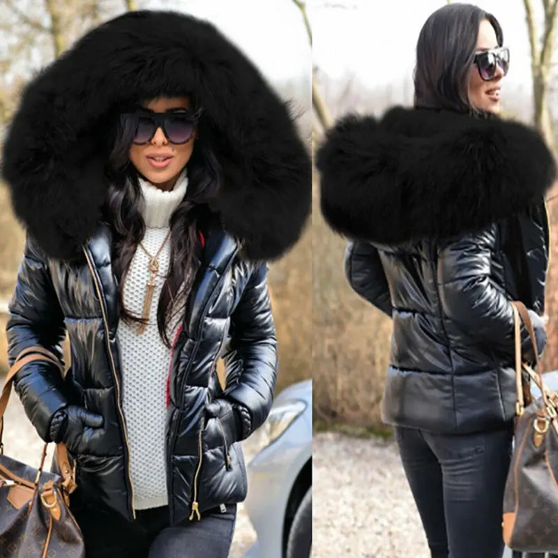 Parka épaisse pour femme avec col en fourrure et capuche, manteau d'hiver 2026, veste courte décontractée à fermeture éclair pour femme, vêtement d'extérieur chaud et matelassé en coton, tendance