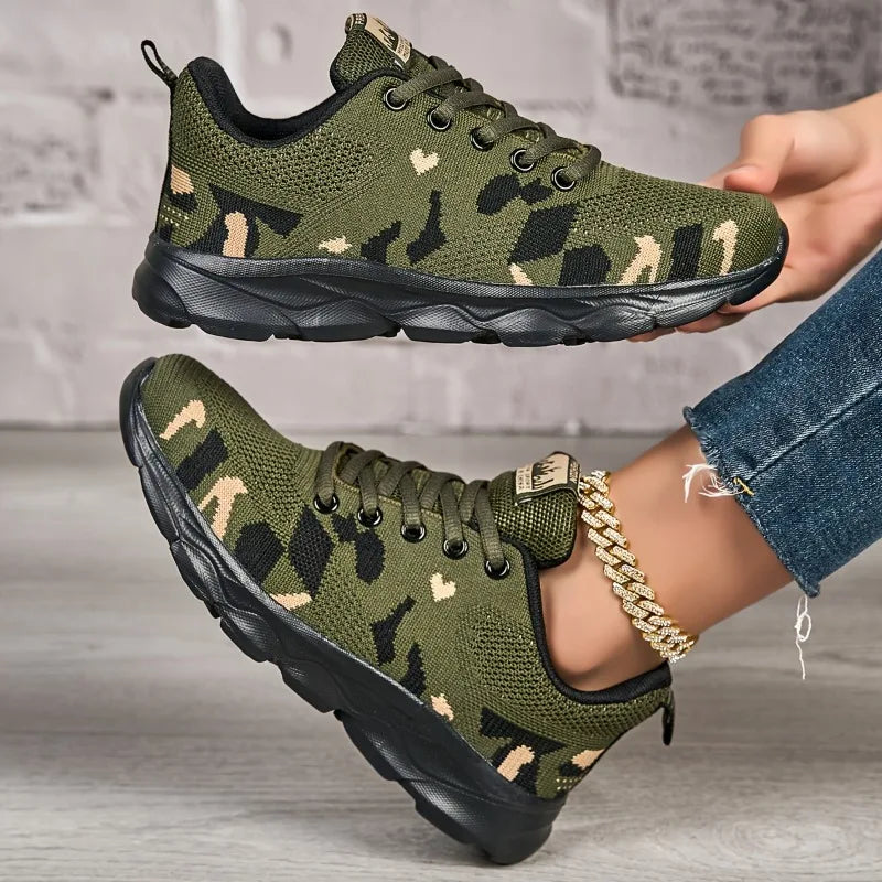Chaussures de sport en mesh camouflage pour hommes, chaussures décontractées durables pour hommes, chaussures antidérapantes pour le tennis, la randonnée en plein air, baskets légères et plates