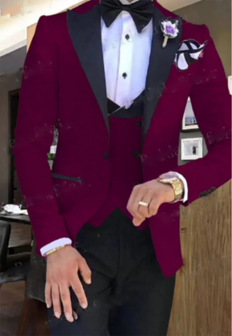 2024 hommes 3 pièces costumes pour hommes sur mesure marié garçons d'honneur Tuxedos mariage hommes costume Terno Masculino (veste + pantalon + gilet)