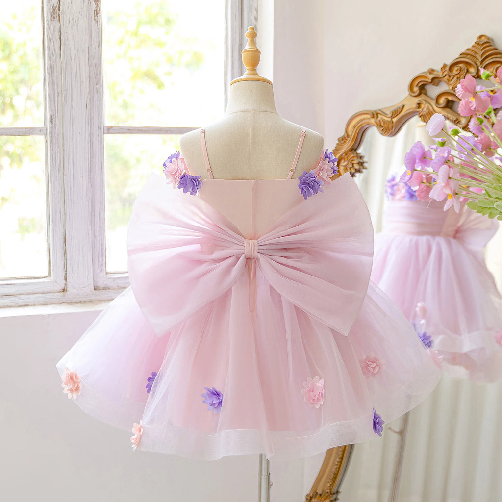 Robe de princesse en tulle fleuri pour filles, idéale pour les mariages et les demoiselles d'honneur