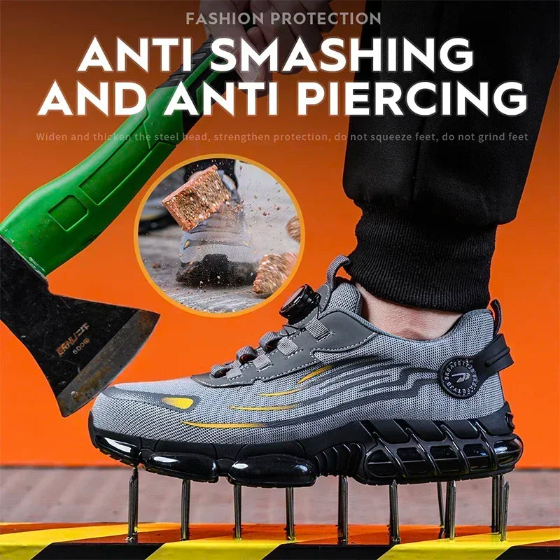 Chaussures de sécurité pour hommes, bottes de Protection élastiques, chaussures décontractées à la mode, respirantes, Protection contre les odeurs, chaussures de travail pour hommes