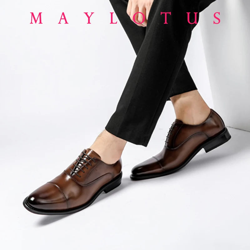 Haute qualité hauteur augmenter Oxford chaussures habillées hommes véritable cuir de vache costume chaussures ascenseur richelieu mariage formel ascenseur chaussures
