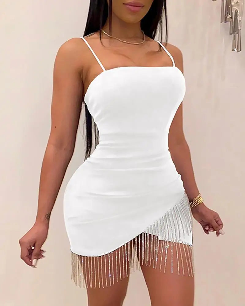 Robe à franges dos nu pour boîte de nuit, haut licou sexy, enveloppé croisé, accessoires de fête ORY, concepteur, 2024