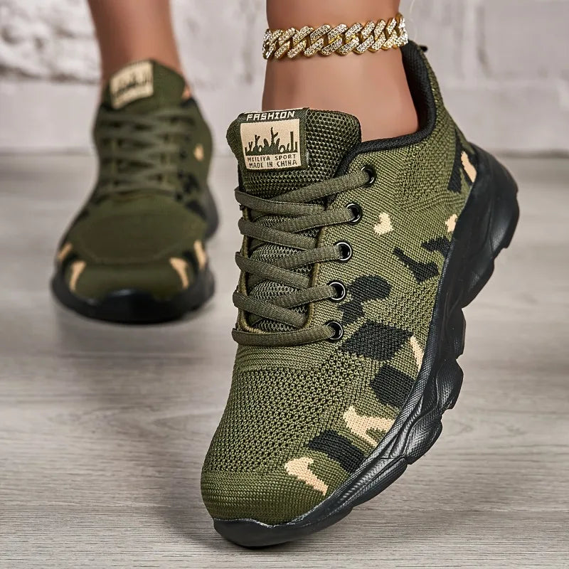 Chaussures de sport en mesh camouflage pour hommes, chaussures décontractées durables pour hommes, chaussures antidérapantes pour le tennis, la randonnée en plein air, baskets légères et plates