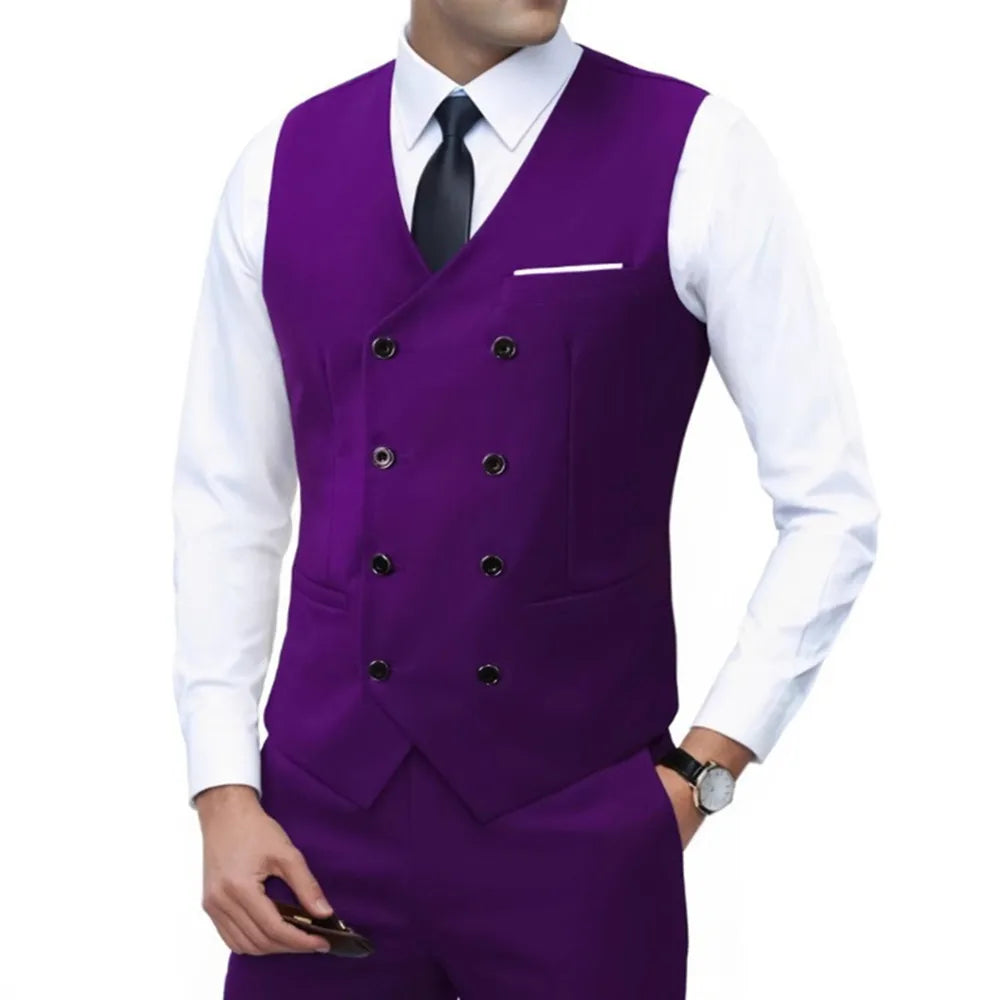 Nouvelle marque robe gilets pour hommes décontracté coupe ajustée hommes costume Gilet Double boutonnage Gilet Homme formel affaires veste