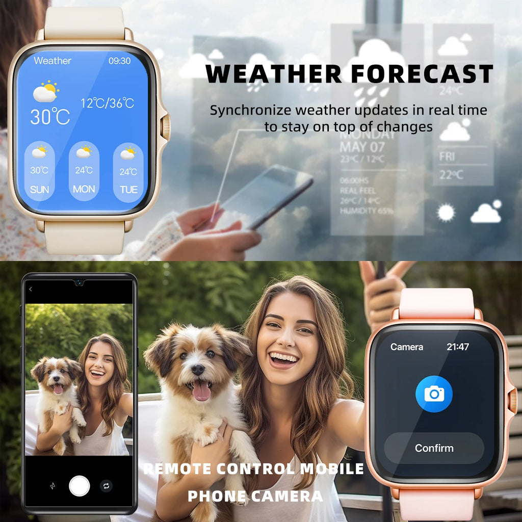 Montre intelligente étanche avec podomètre pour iPhone et Android, réponse à un message, surveillance du sommeil, informations et diag, sport, en effet, 1.83