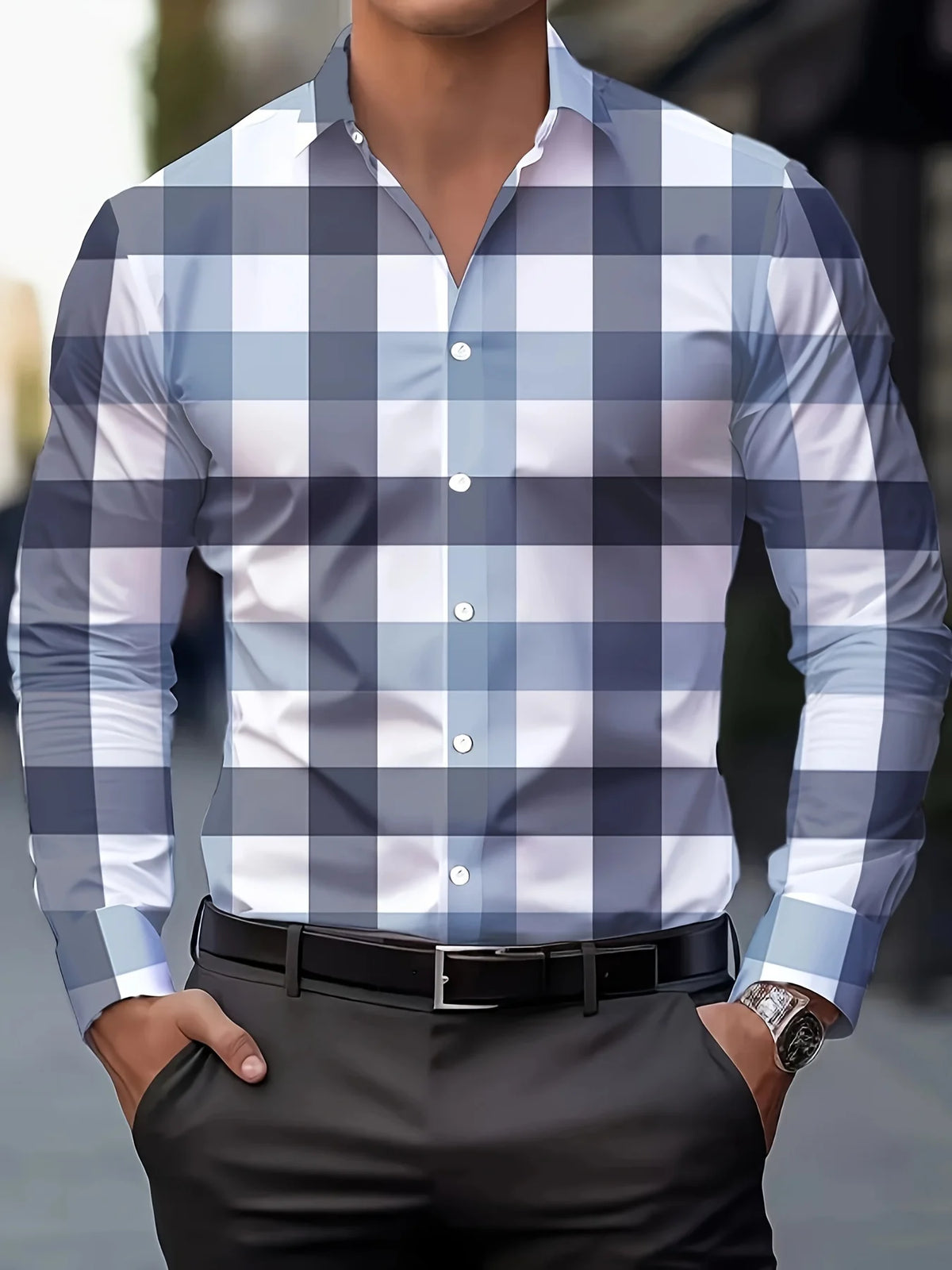 Costume chemise rose noir blanc décontracté extérieur couleur unie rayé confortable doux revers hommes hauts bureau grande taille 2024