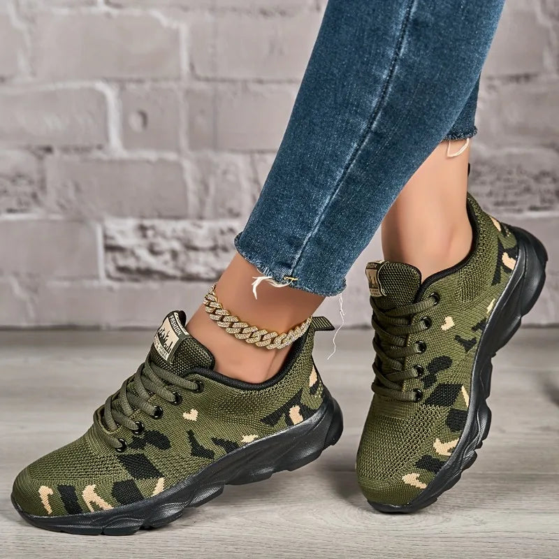 Chaussures de sport en mesh camouflage pour hommes, chaussures décontractées durables pour hommes, chaussures antidérapantes pour le tennis, la randonnée en plein air, baskets légères et plates