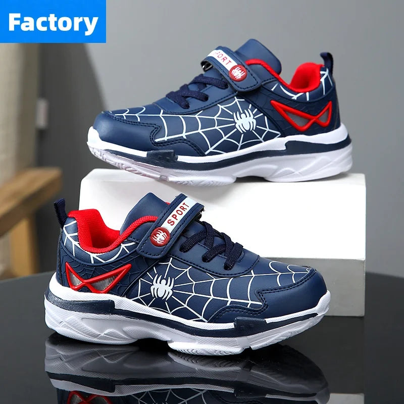 Chaussures de sport confortables pour garçons, baskets de course légères et antidérapantes pour l'extérieur, motif araignée de dessin animé pour enfants