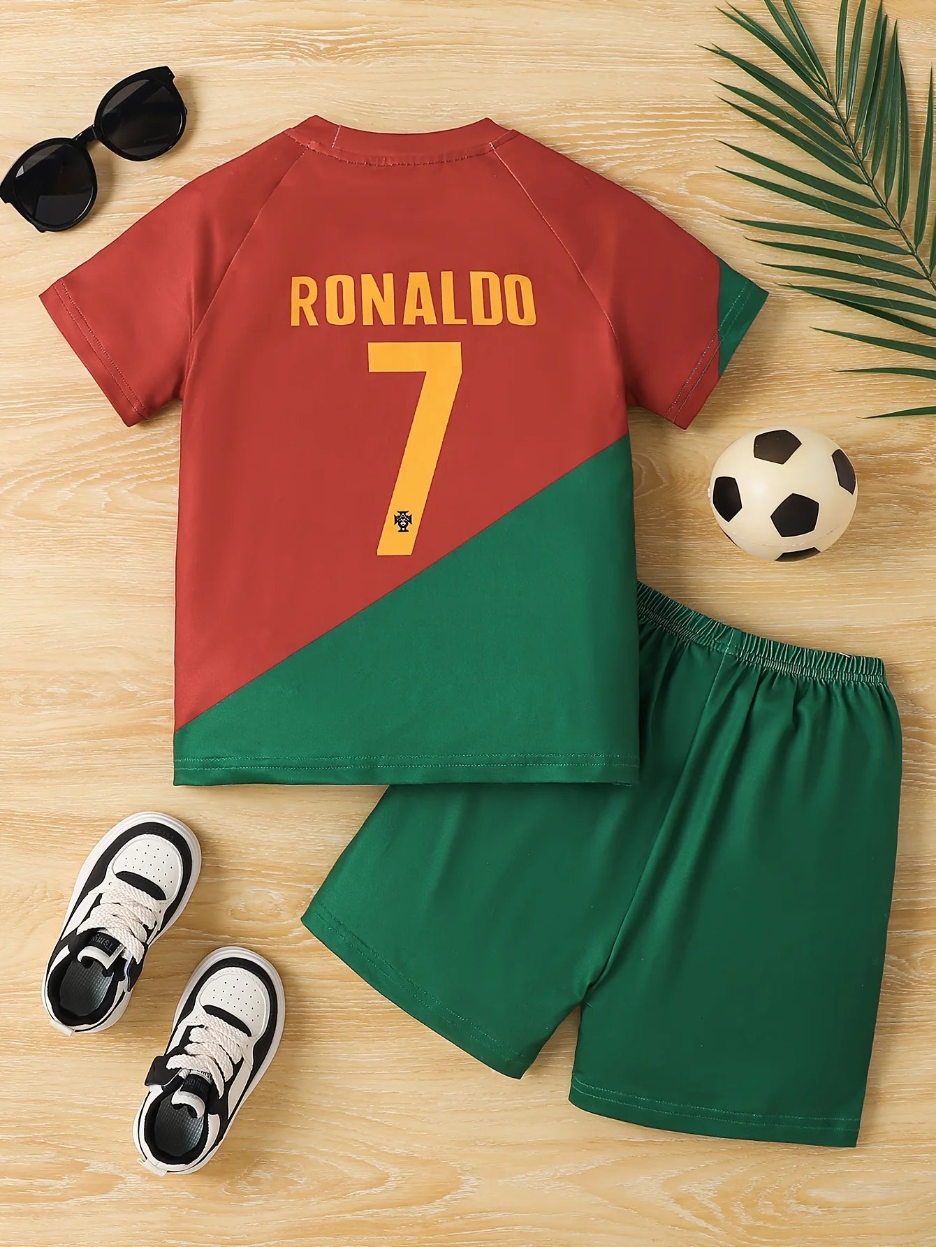 Ensemble de Football de sport à séchage rapide pour enfants, épissage rouge et vert No.7, nouvelle collection été 2025