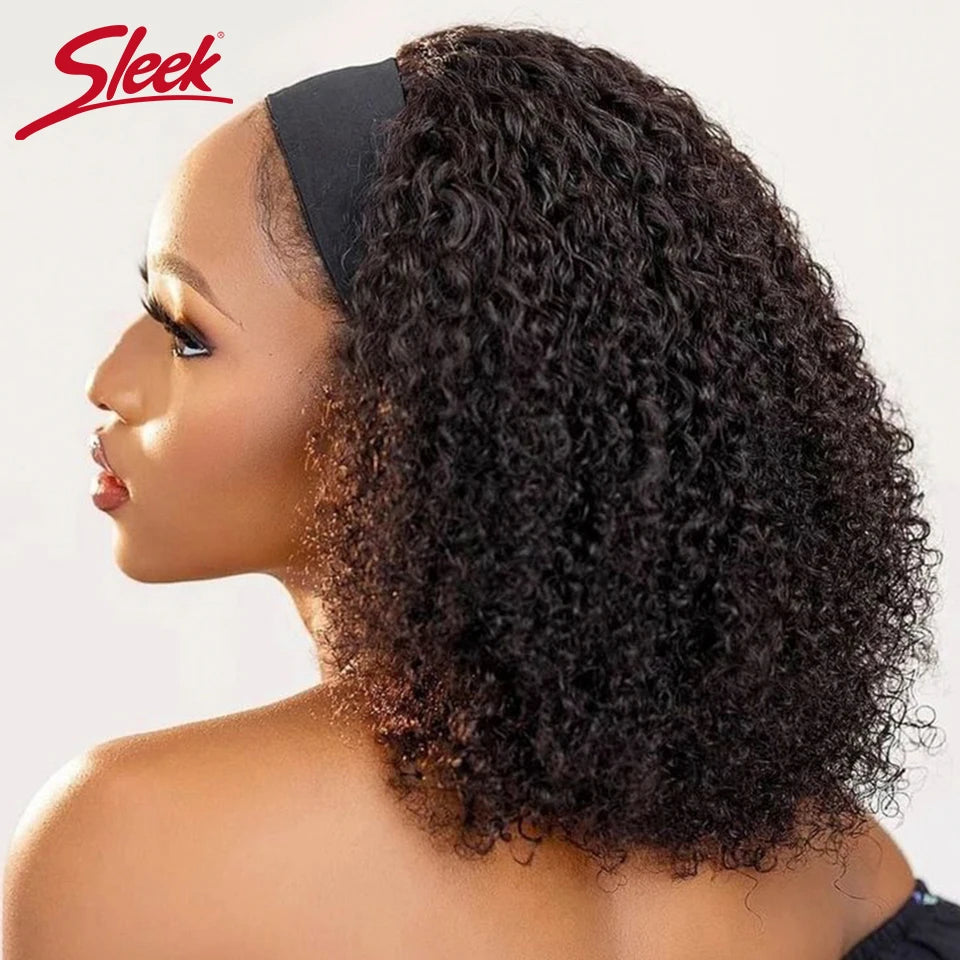 Perruque bandeau cheveux humains crépus bouclés pour femmes noires, densité 250%, sans colle, brésilien Remy Jerry Curl, entièrement faite à la Machine