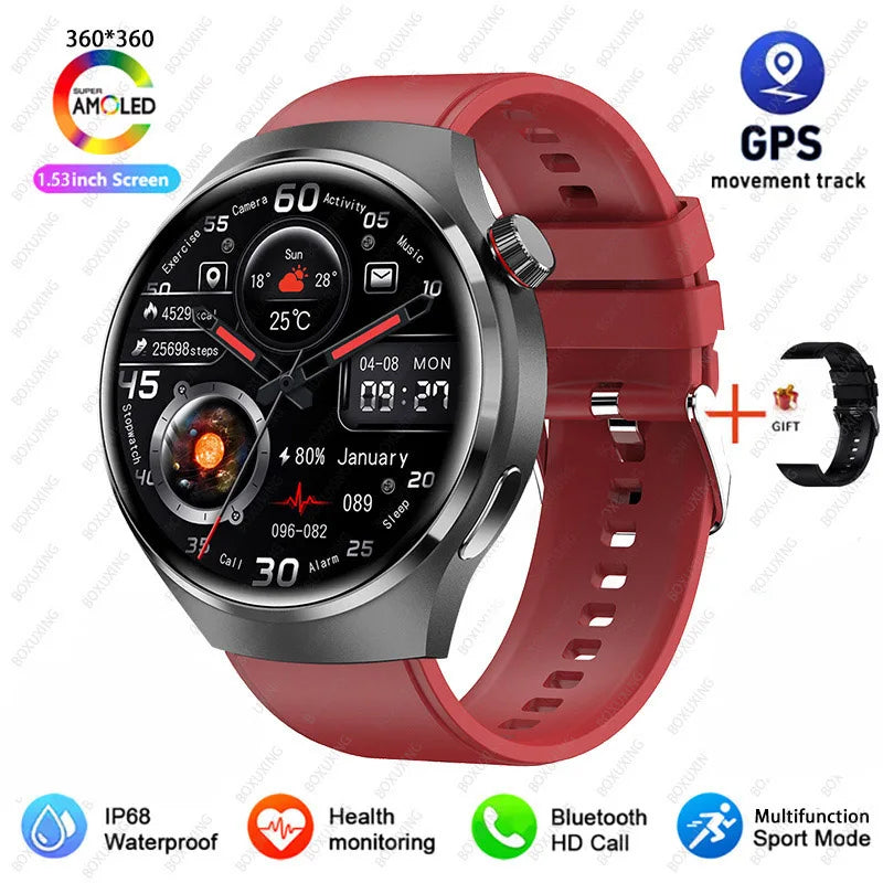 Nouvelle Montre Connectée GPS 4 Pro 2026 pour Hommes, Écran AMOLED 360*360, Fréquence Cardiaque, Appel Bluetooth, Étanche IP68, Montre Intelligente Sportive pour Homme