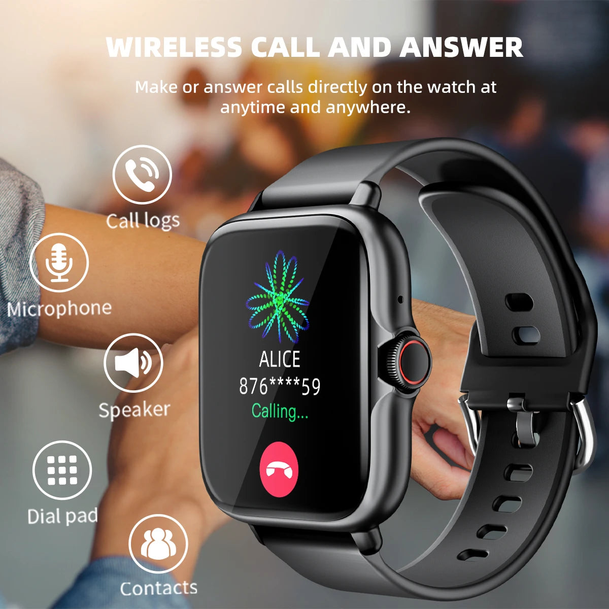 Montre intelligente étanche avec podomètre pour iPhone et Android, réponse à un message, surveillance du sommeil, informations et diag, sport, en effet, 1.83