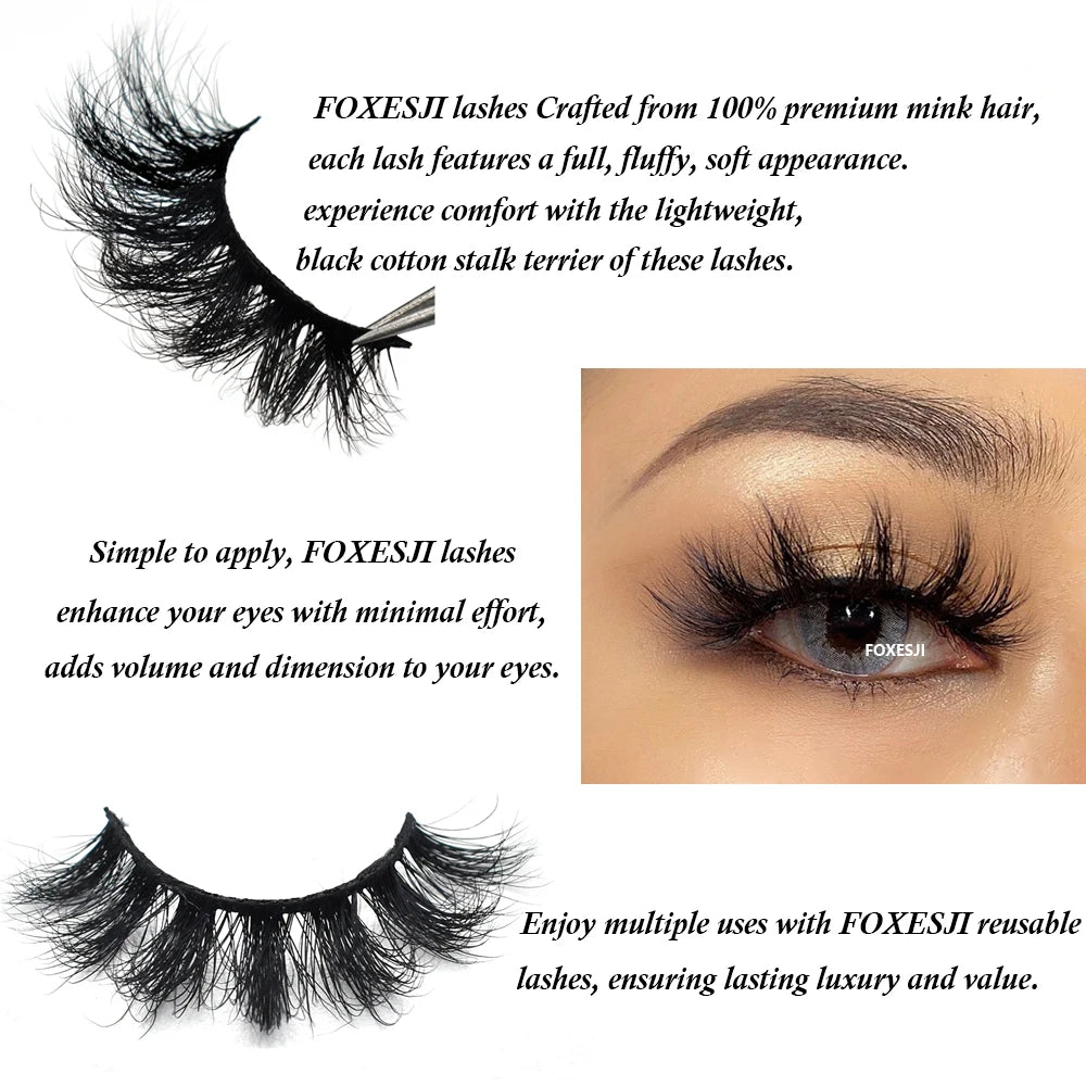 FOXESJI cils 3D vison cils populaire naturel long moelleux dramatique Extension de cils maquillage cils complet faux cils