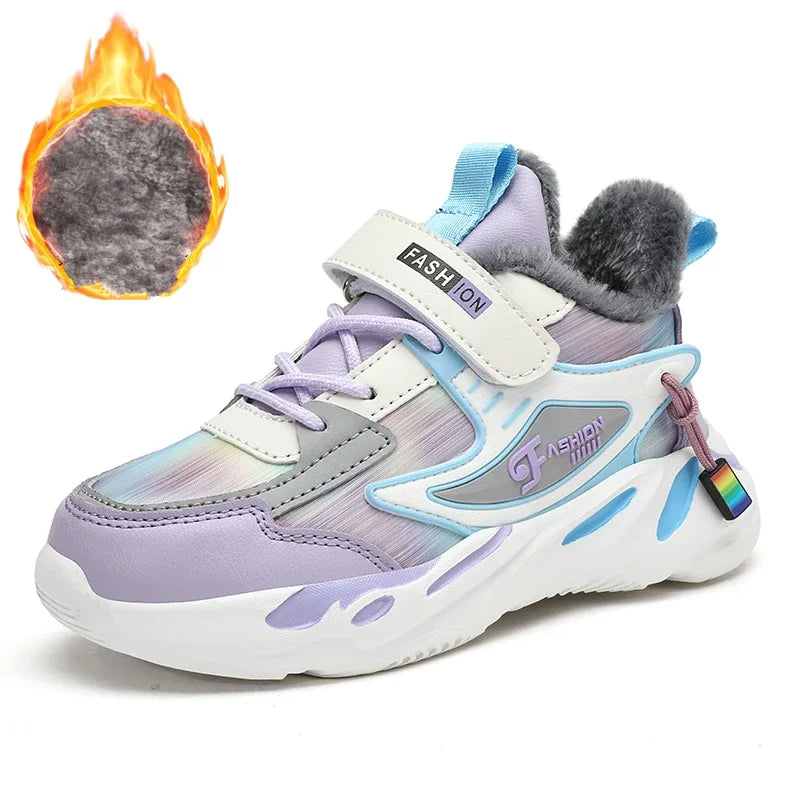 Chaussures décontractées en fourrure chaude pour filles, baskets épaisses de princesse, mignonnes pour enfants, été, hiver, 3, 5, 6, 7, 8
