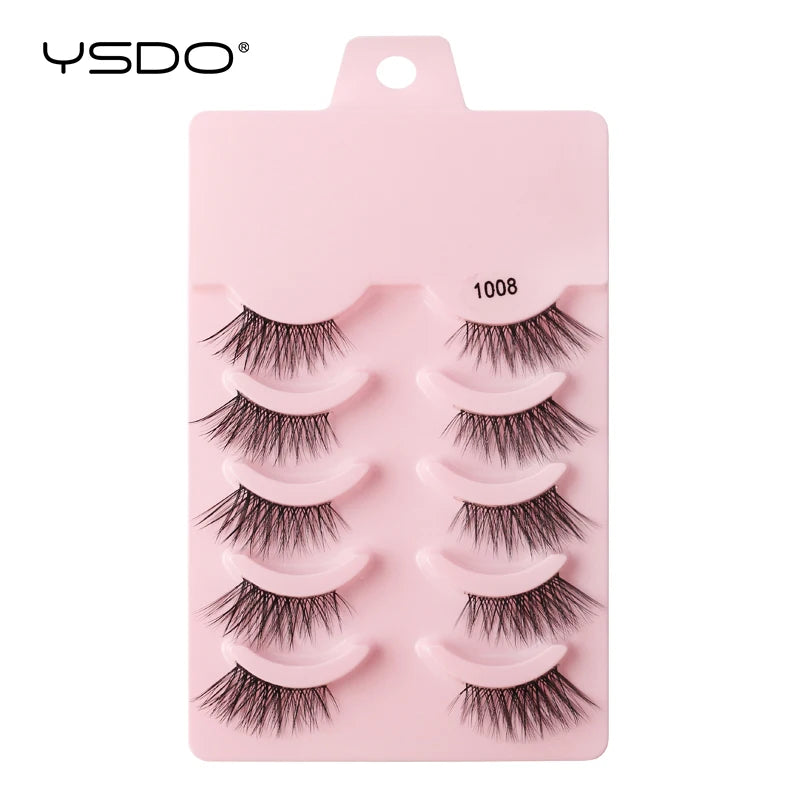 YSDO-Demi cils de chat doux, bande claire naturelle, faux cils, contaminants naturels, py, faux cils de vison 3D, outils de maquillage, 5/10 paires