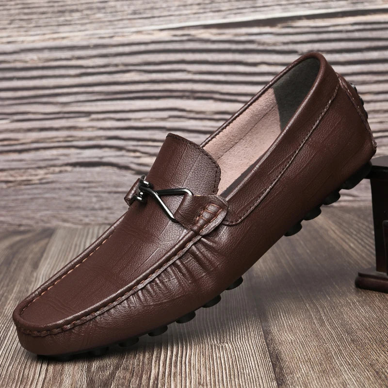 Mocassins souples en cuir véritable pour hommes, chaussures plates confortables, mocassins de conduite, grande taille 36-47, haute qualité, marque de mode, luxe