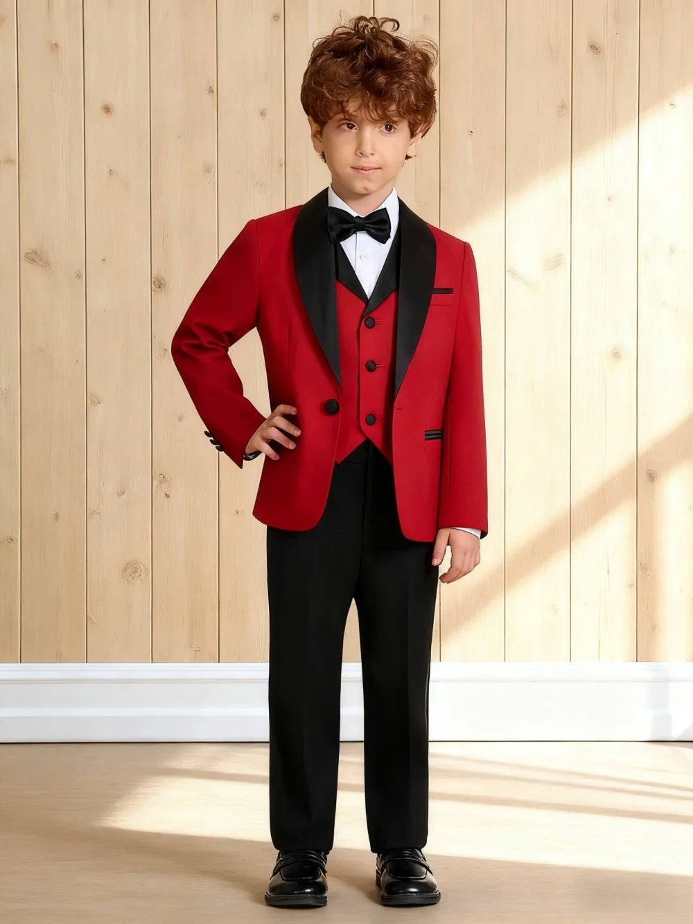 Vente chaude élégant vert émeraude garçons costume formel ensemble 3-14 ans 4 pièces enfants mariage smoking Blazer gilet pantalon nœud papillon