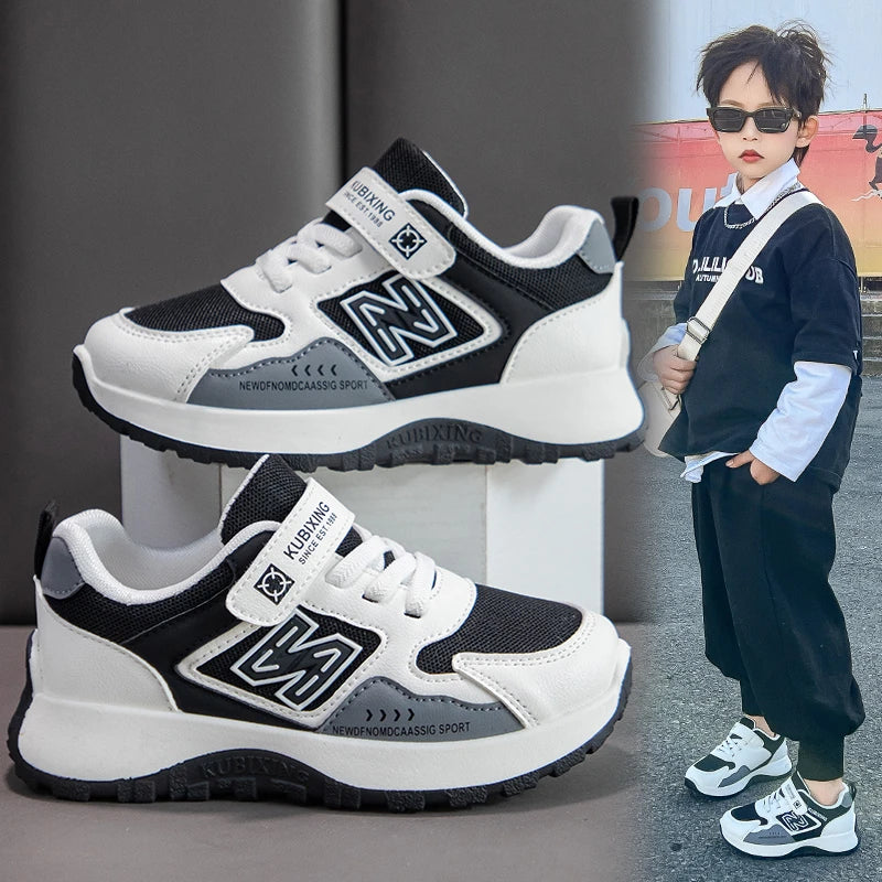 Baskets pour enfants, design tendance, blanches, antidérapantes, décontractées, pour garçons et filles, à scratchs, respirantes, chaussures d'extérieur pour tout-petits