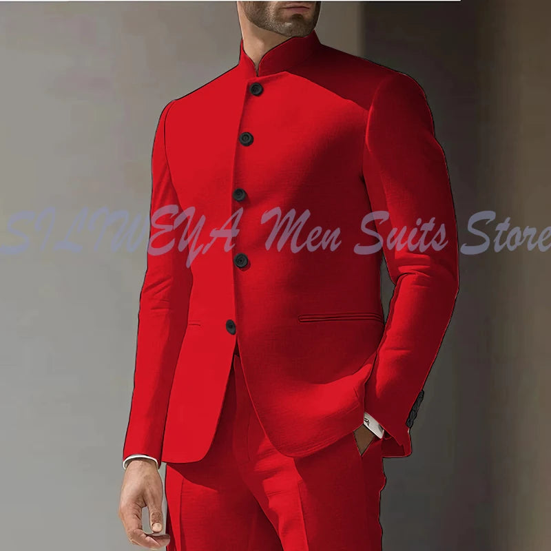 Costume Homme Blanc en Lin, Simple Boutonnage, 2 Pièces (Veste et Pantalon), pour Occasions Spéciales, Formel, Personnalisable, Vêtement Masculin Tendance Classique 2025