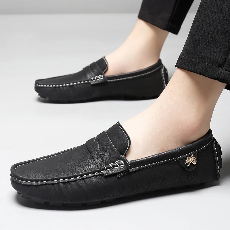 Chaussures italiennes formelles pour hommes, mocassins en cuir faits à la main, chaussures plates à enfiler, chaussures de conduite, chaussures décontractées de luxe confortables pour hommes