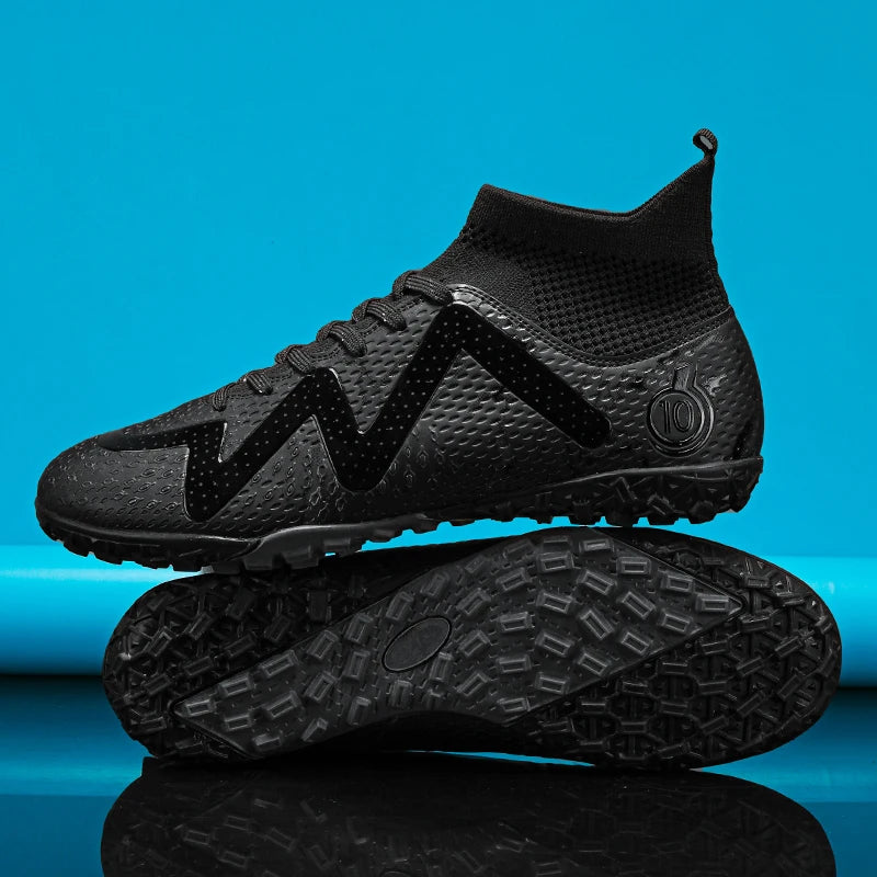 Chaussures de Football professionnelles FG/TF pour adultes, bottes de Football à longues pointes antidérapantes, crampons à cheville haute pour jeunes enfants, baskets de Football en herbe ﻿