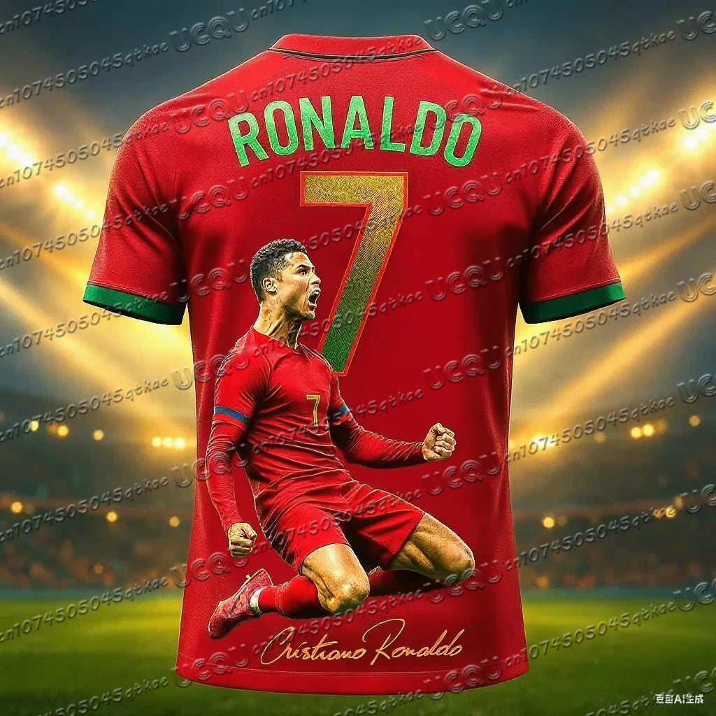Ensemble maillot et short de football édition spéciale Ronaldo N°7 pour femme, homme et enfant – Tenue de sport décontractée Harajuku d'été – Ensemble 2 pièces