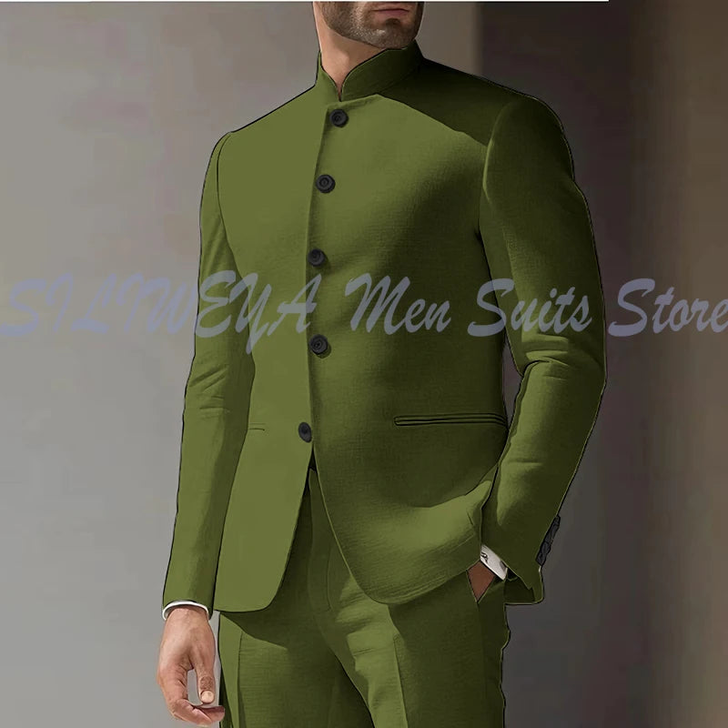 Costume Homme Blanc en Lin, Simple Boutonnage, 2 Pièces (Veste et Pantalon), pour Occasions Spéciales, Formel, Personnalisable, Vêtement Masculin Tendance Classique 2025
