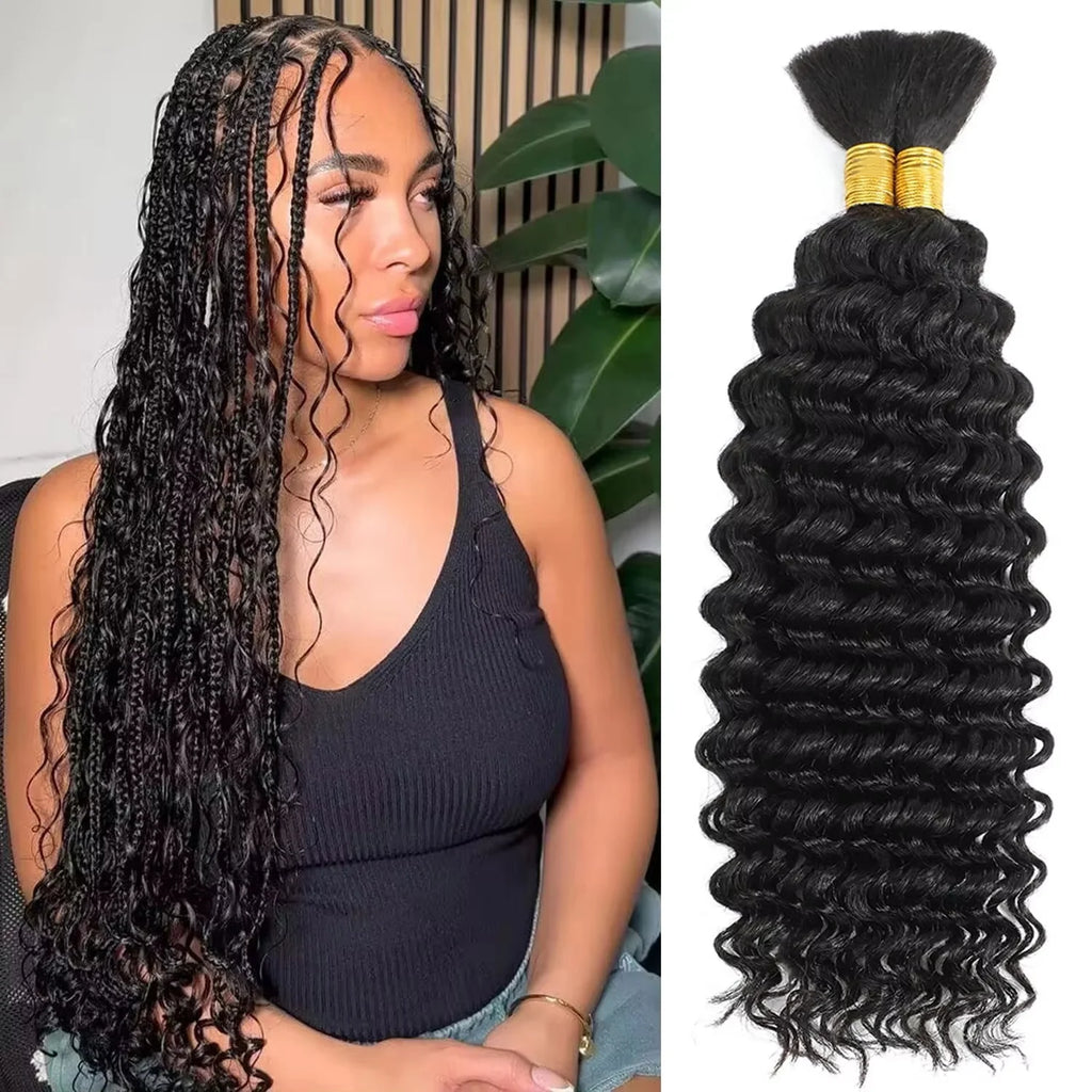 Tressage humain cheveux vague profonde en vrac cheveux humains 100g sans trame cheveux humains paquets Micro humain tressage cheveux pour Boho tresses
